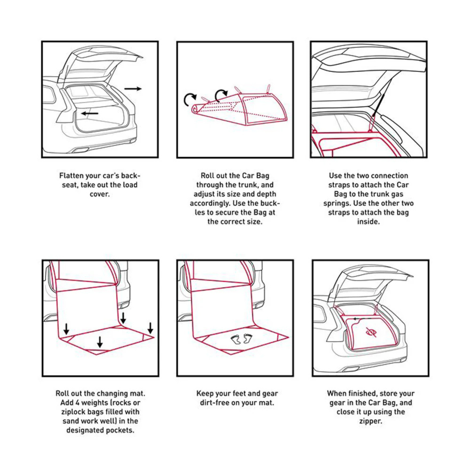 Instructions de montage et fixation du sac de rangement Mystic