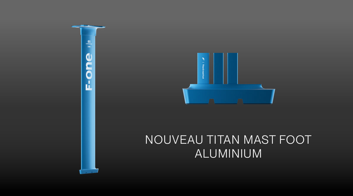 Nouveau pied de mât aluminium F-ONE TITAN 2 - Titan Mast Foot bleu